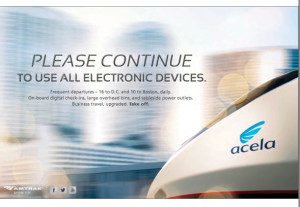 Acela Please Continue To Use All Electronic Devices