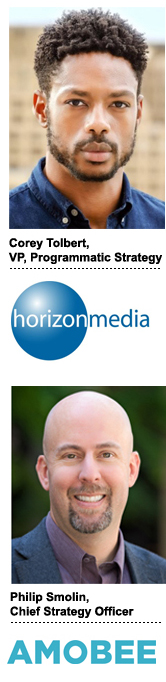 Corey Tolbert, VP of programmatic strategy at Horizon Media, and Philip Smolin, chief strategy officer at Amobee.