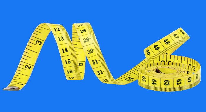 Blue measuring tape, soft ruler on a transparent background. PNG